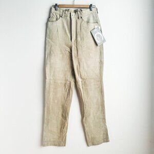 Nuage Light Beige Suede Straight Leg Jeans Pants 12 NWT
